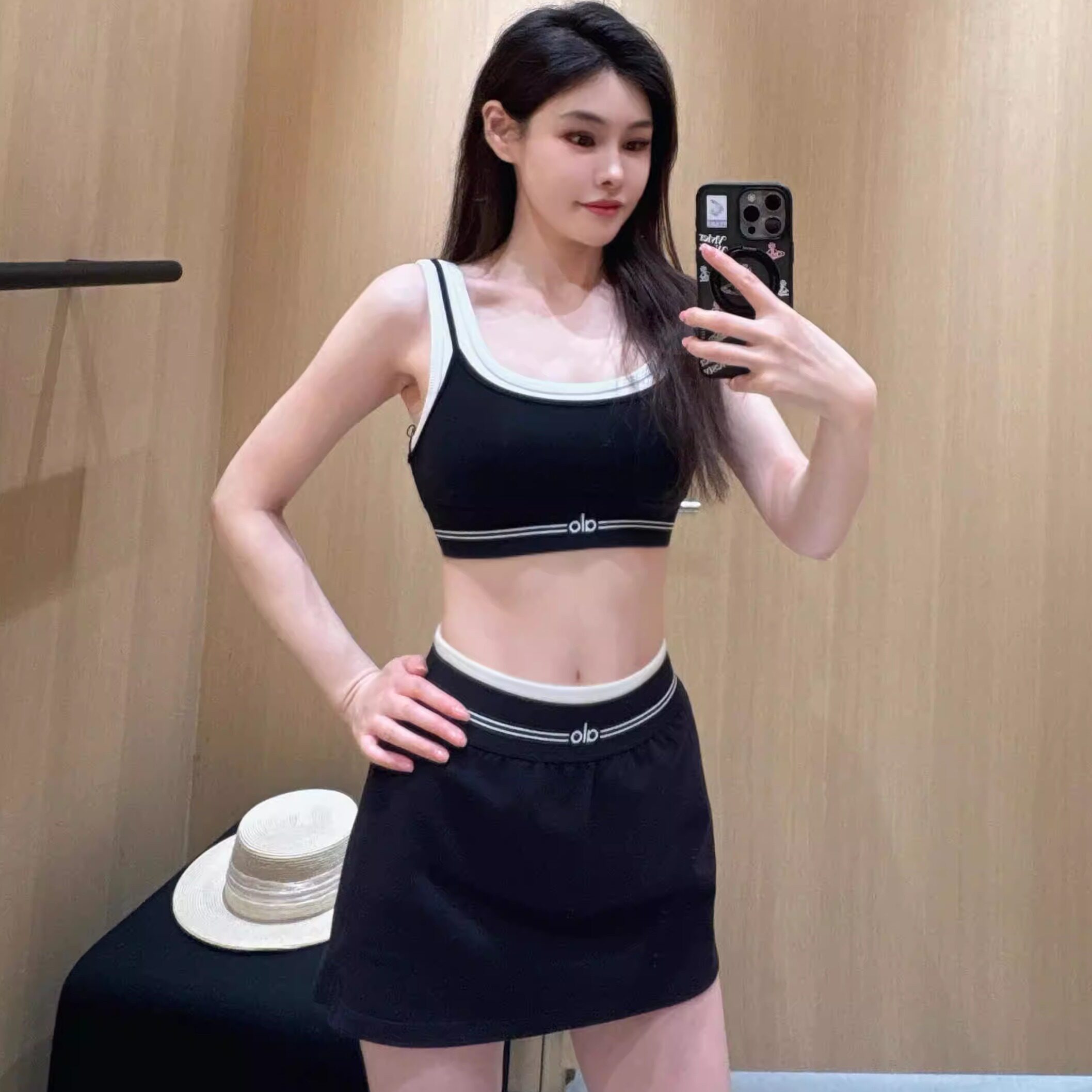 加拿大直邮 ALO 网球裙运动短裙套装瑜伽运动内衣女含胸垫文胸