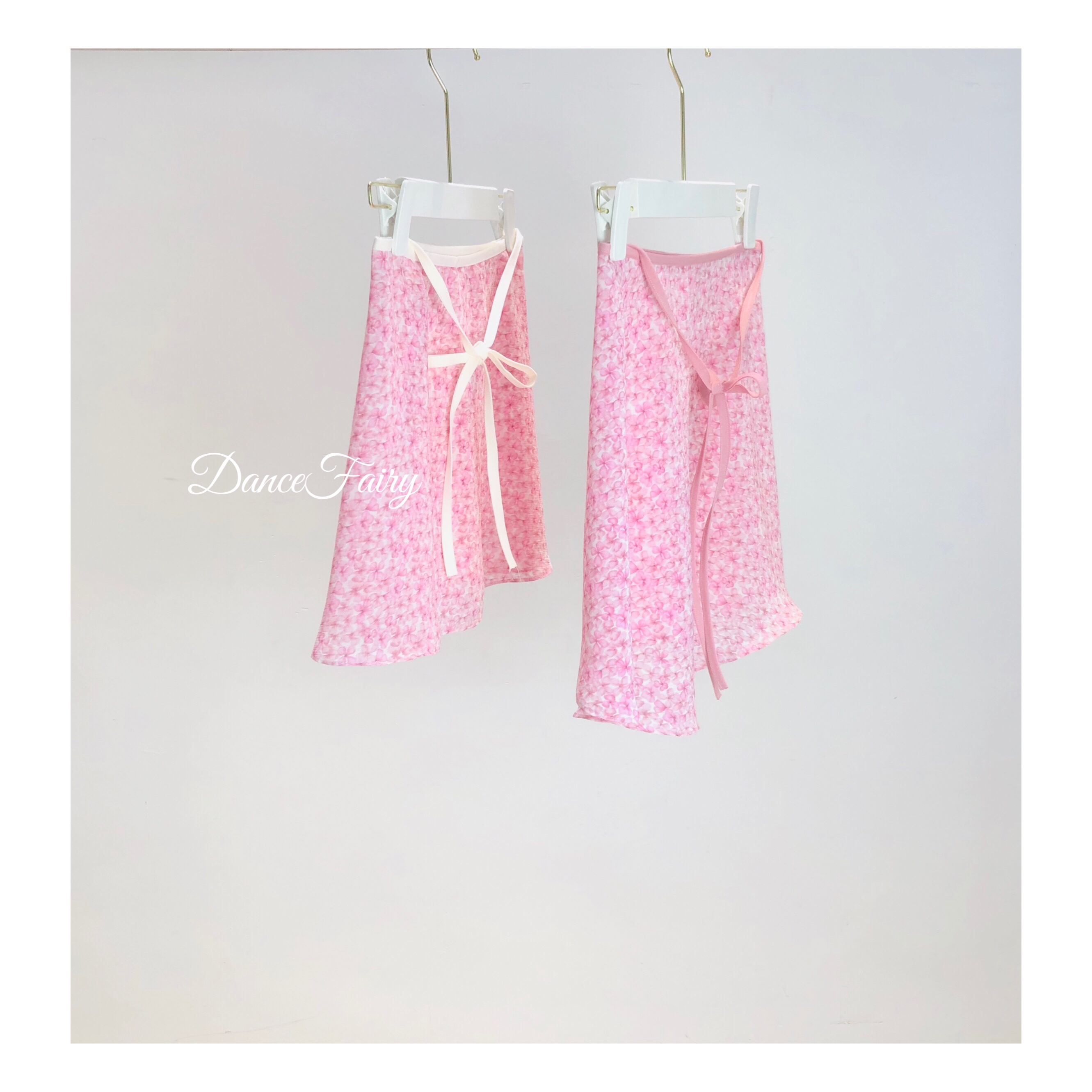 新品仙女云裳定制芭蕾练功短裙韩国碎花印花一片弹力系带舞蹈纱裙