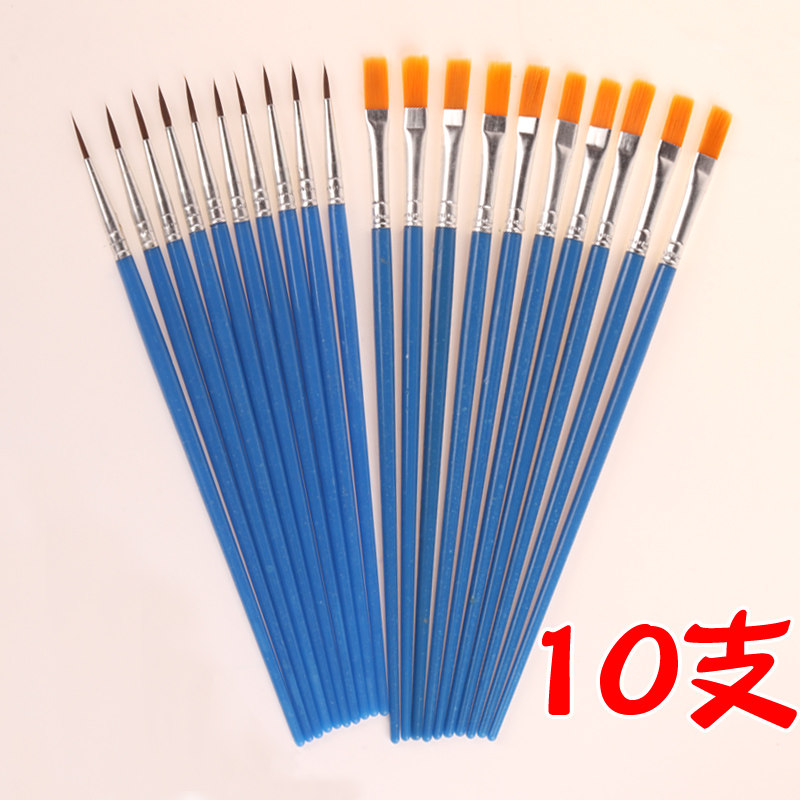 涂绘平头笔刷勾线水彩画图片