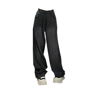 200斤外贸特大码女装速卖通亚马逊欧美风阔腿直筒休闲牛仔裤显瘦