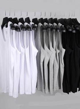 Men's cotton vests sleeveless tight base T shirt 工字背心