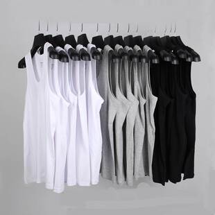 Men's cotton vests sleeveless tight base T shirt 工字背心