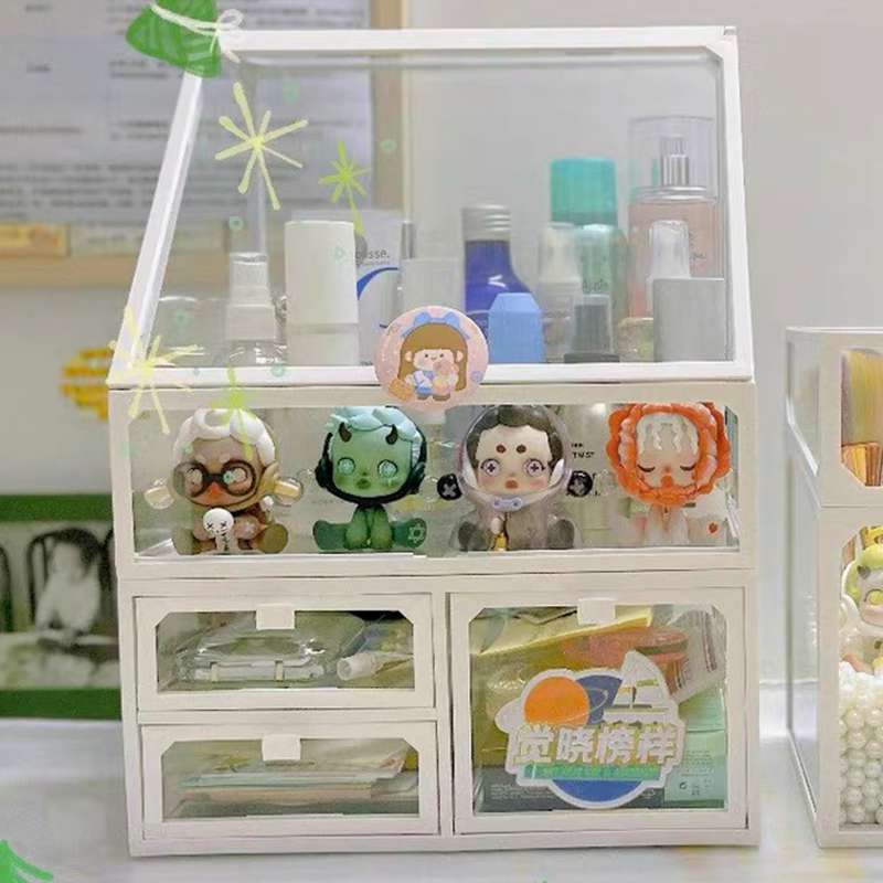 钢化防尘化妆品收纳盒家用护肤品