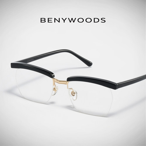 德国BENYWOODS汤姆哈迪同款眼镜框男款半框商务大脸近视眼镜架 - 封面