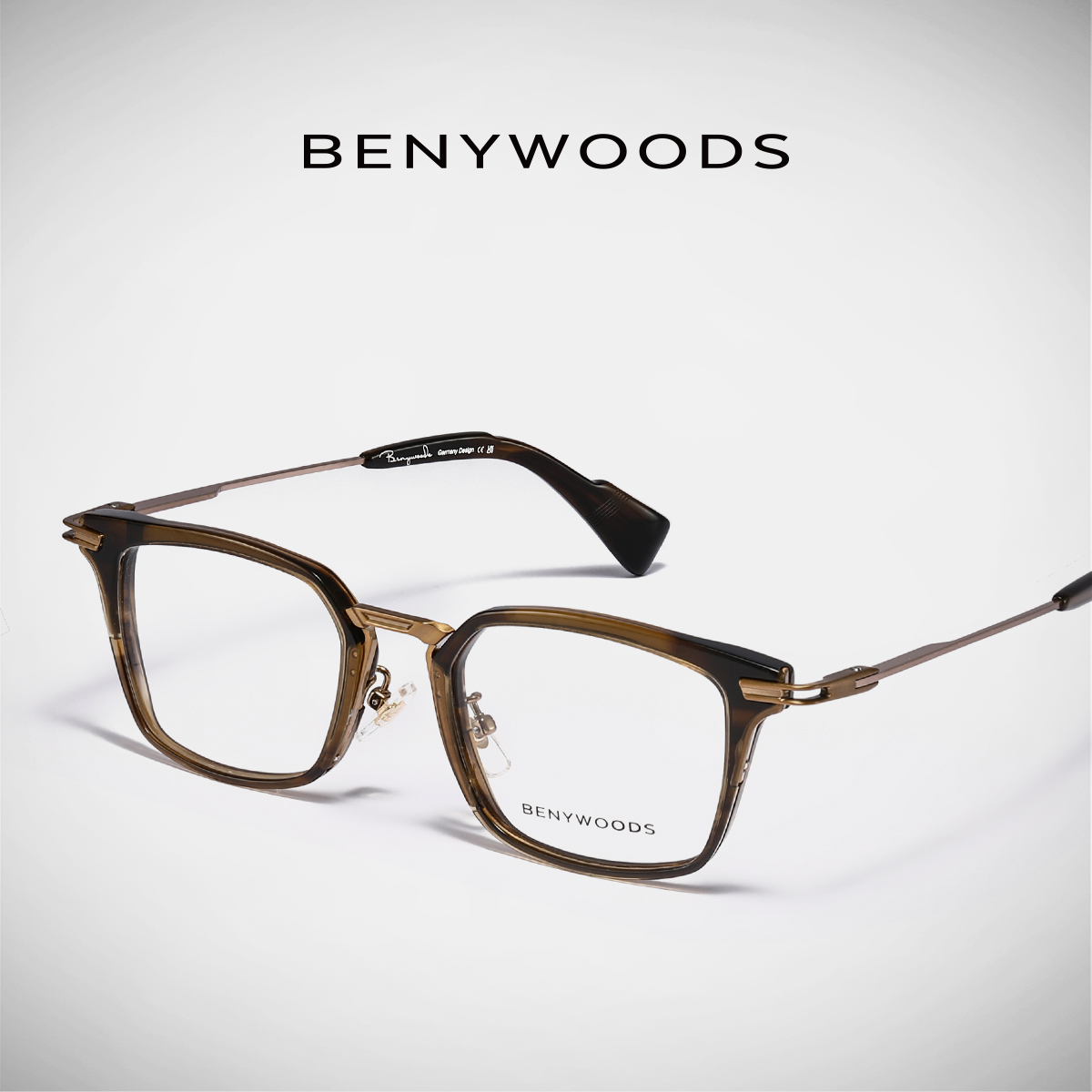 德国BENYWOODS玳瑁眼镜框男款大脸纯钛镜架可配近视度数大框眼镜