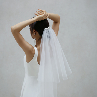 Veils简约珍珠双层头纱