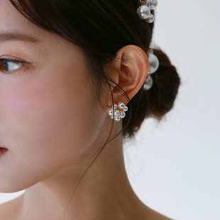 veils春上新气质复古几何花朵珍珠耳钉S925银针简约个性 新娘耳饰