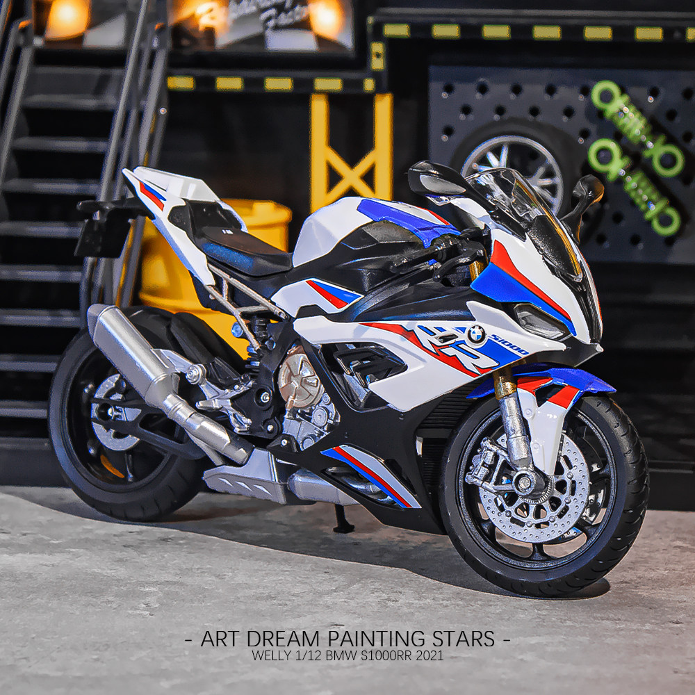 1/12宝马S1000RR双R机车模型威利正版摩托车玩具摆件男生日礼物_虎窝淘