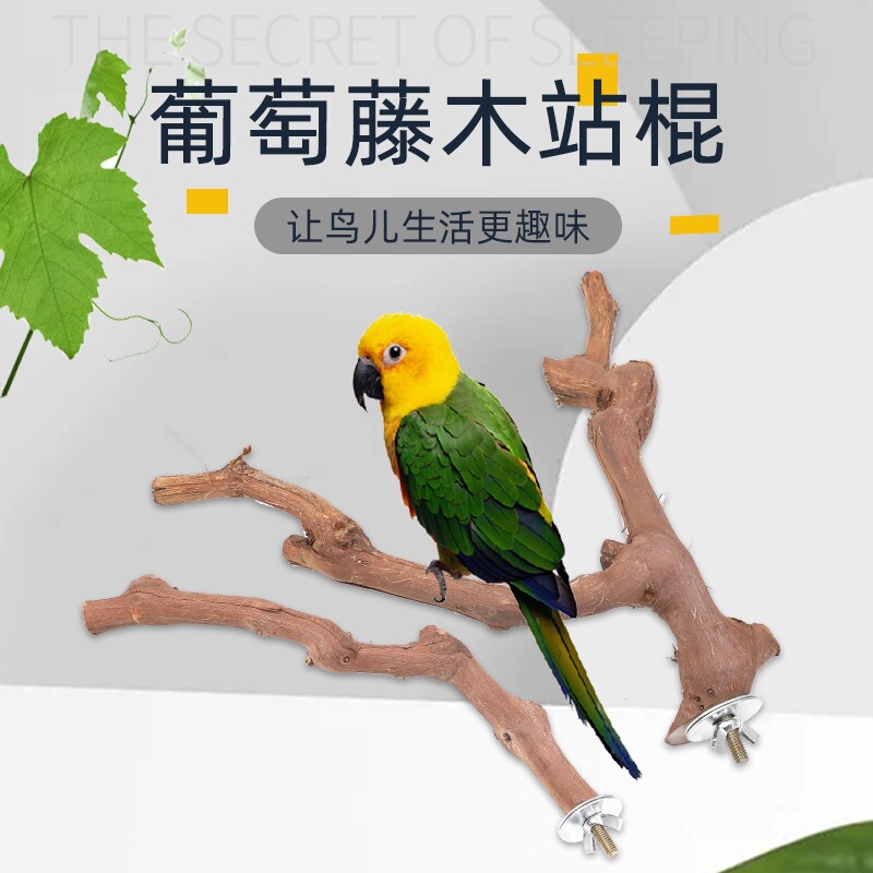 鹦鹉站架树枝鸟站架落地式训鸟架原木玄风站杆站台秋千鸟笼鸟用品