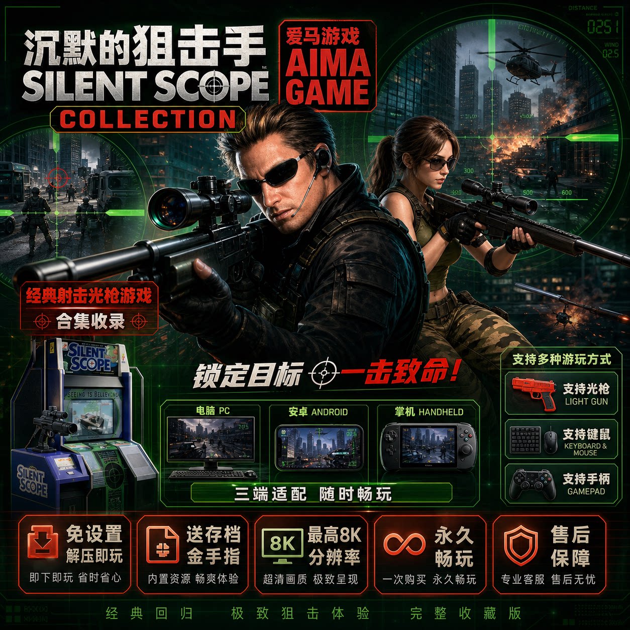 沉默狙击手全集全版本支持鼠标光枪PC掌机游戏免设置Silent Scope