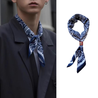 送皮扣！质感柔软纯棉小方巾吸汗透气装饰薄丝巾围巾复古领巾