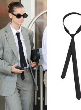 Barbara戛纳同款黑色超细领带3cm男女通用衬衫装饰帅气潮流百搭