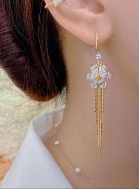 紫色水晶花朵耳线耳环20