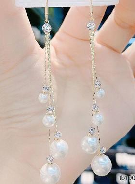 日韩新潮款珍珠流苏耳环