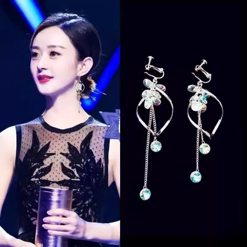 夏天无耳洞耳夹女长流苏超仙时尚百搭耳环耳扣耳坠少女心螺旋耳夹