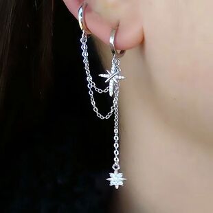 三耳洞双耳洞耳环耳扣耳骨耳圈一体式连体时尚个性银针耳坠耳饰品