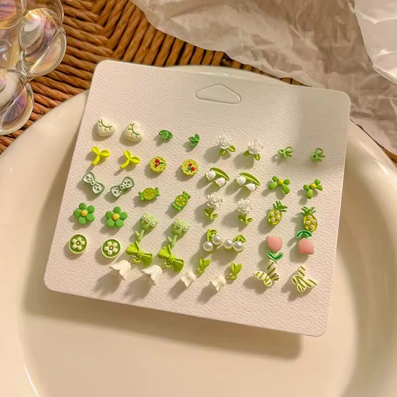 闺蜜耳钉女套装百搭防过敏夏天甜美风耳环女一整套划算便宜耳饰品