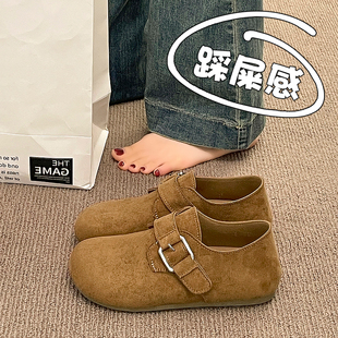乐福鞋女2026新款春秋季百搭爆款一脚蹬小皮鞋休闲勃肯鞋单鞋34码