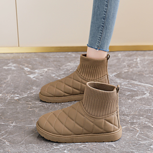 冬日加绒加厚短靴子东北保暖孕妇外穿大棉鞋 雪地靴女款 2025年新款