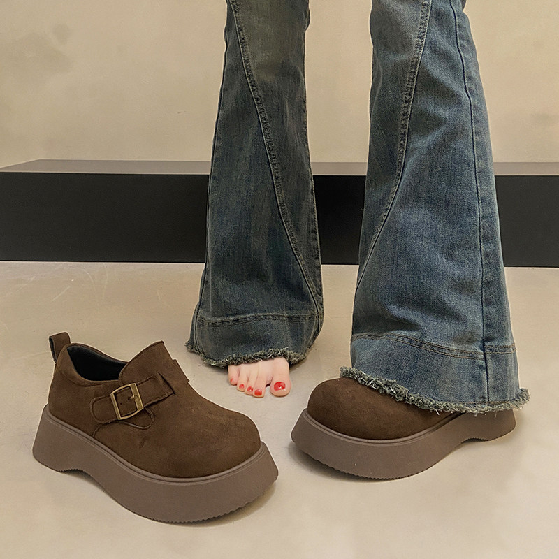 厚底乐福鞋女2026新款春季百搭一脚蹬松糕小皮鞋休闲勃肯鞋34码冬,女鞋,乐福鞋（豆豆鞋）,淘宝优惠券,粉丝福利购,淘宝优惠卷