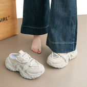 2026新款 夏季 网面透气厚底增高百搭拖鞋 踩屎感包头半拖老爹鞋 34码