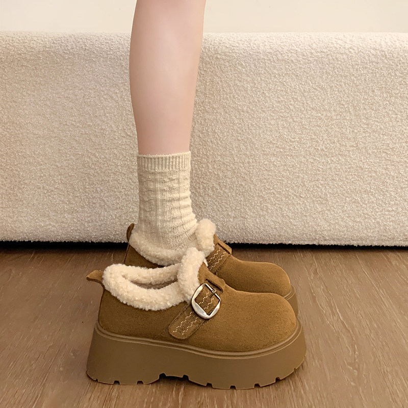 女鞋厚底松糕加绒勃肯鞋2025年新款冬季保暖雪地靴乐福鞋毛毛棉鞋,女鞋,深口单鞋,淘宝优惠券,粉丝福利购,淘宝优惠卷
