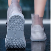 徒步雨天防水脚套 中筒加厚底外穿时尚 户外防水鞋 套硅胶防滑男女款