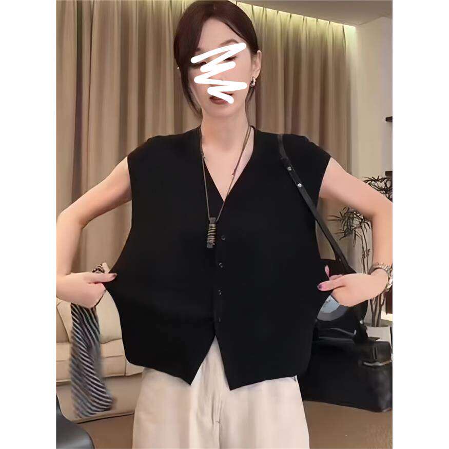黑色V领针织开衫女修身显瘦