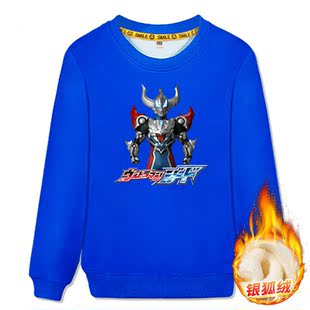 上衣中大童男孩衣服 长袖 Knitting Queen奥特曼男童卫衣加绒新款