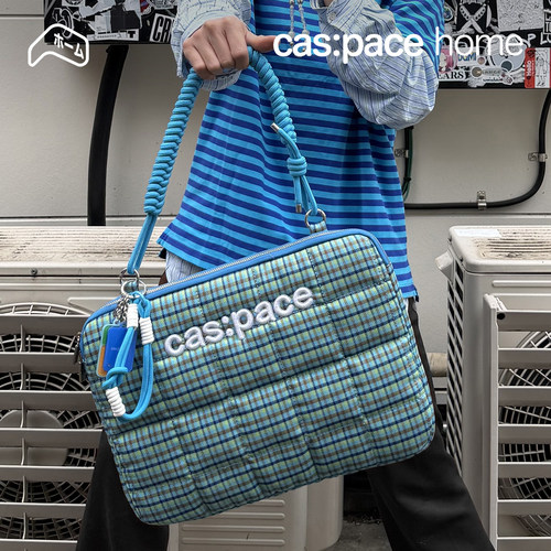 【写给冬天的信】壳空间原创cas:pace蓝绿格纹电脑包适用苹果MacBook16寸笔记本内胆包电脑包