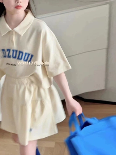 Комплект, летняя футболка polo, мини-юбка, детская одежда, в западном стиле, в корейском стиле