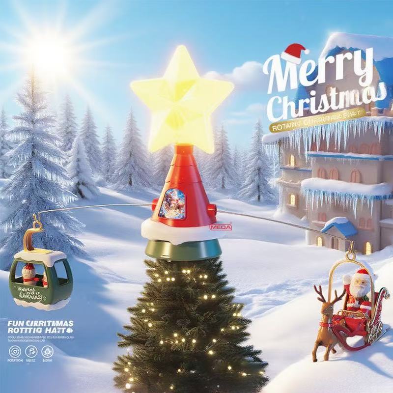 圣诞节限定麋鹿老人电动冒烟火车