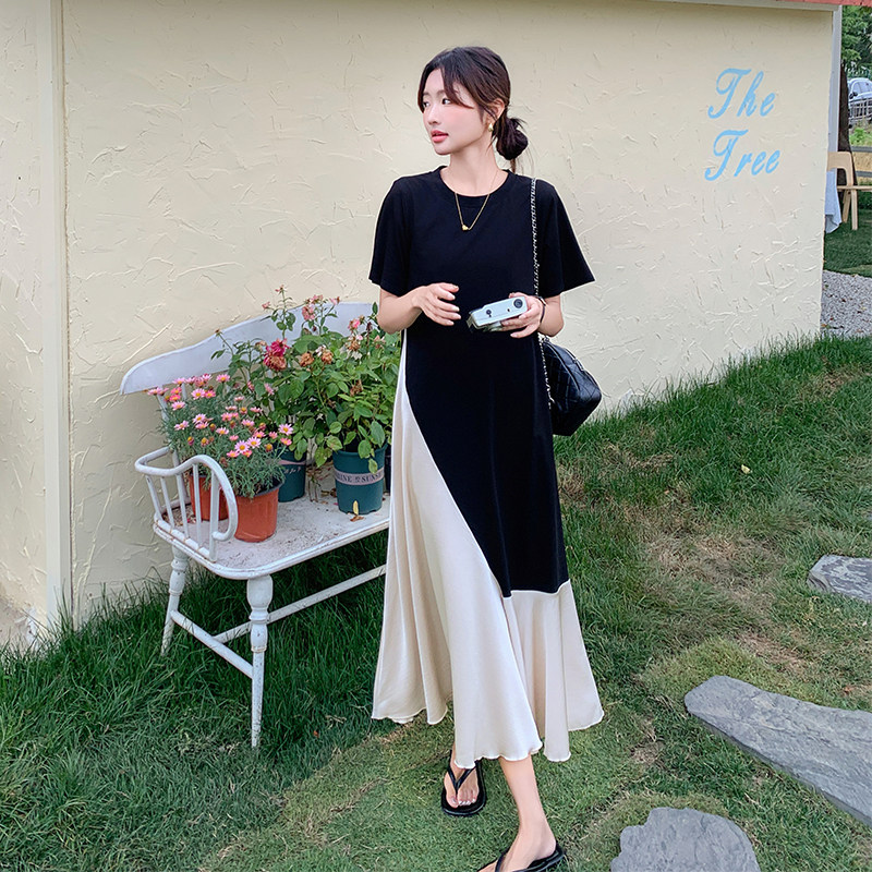 黑色不规则连衣裙斜裁剪不对称裙子女2025夏303-Q6835-P115-K158,女装连衣裙,宁宁家