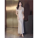 旗袍晚礼服女高级感轻奢小众高端订婚宴会气质主持2025新款 连衣裙