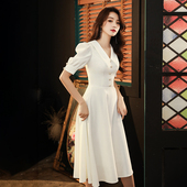 白色小礼服女气质洋装 轻奢小众高端学生毕业艺考成人礼订婚连衣裙