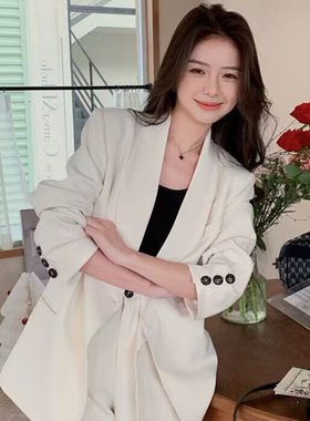 西服女套装2025春秋新款西装阔腿裤高级感休闲宽松小个子韩版四季