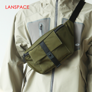 LANSPACE三间蓝尼龙包潮流骑行男式 斜挎包轻便胸包机车腰包新款