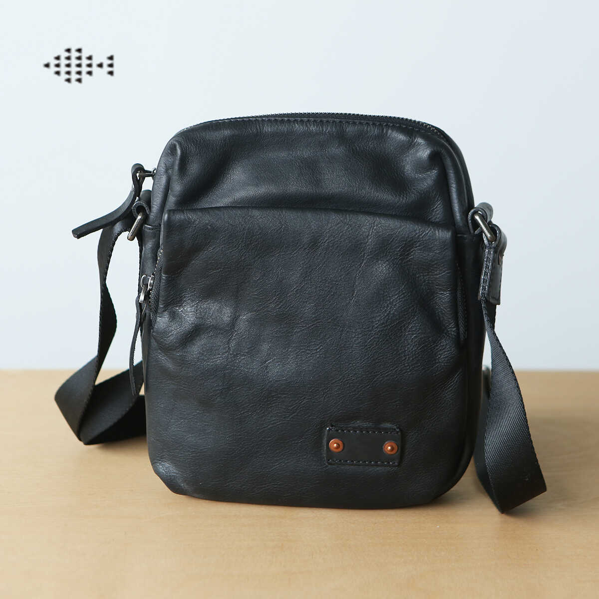 牛皮休闲时尚单肩包蓝皮具复古