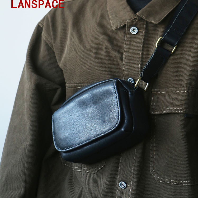 蓝皮具男式真皮斜挎包小包单肩包