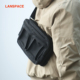 LANSPACE男式 尼龙单肩包多隔层斜挎包黑色男包机车户外时尚 大容量