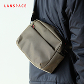 LANSPACE三间蓝尼龙单肩包男士 休闲小包布包时尚 潮斜挎包手机包