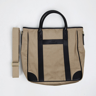 包包 潮流男式 蓝皮具男士 真皮配帆布手提包简洁大容量托特包欧美款