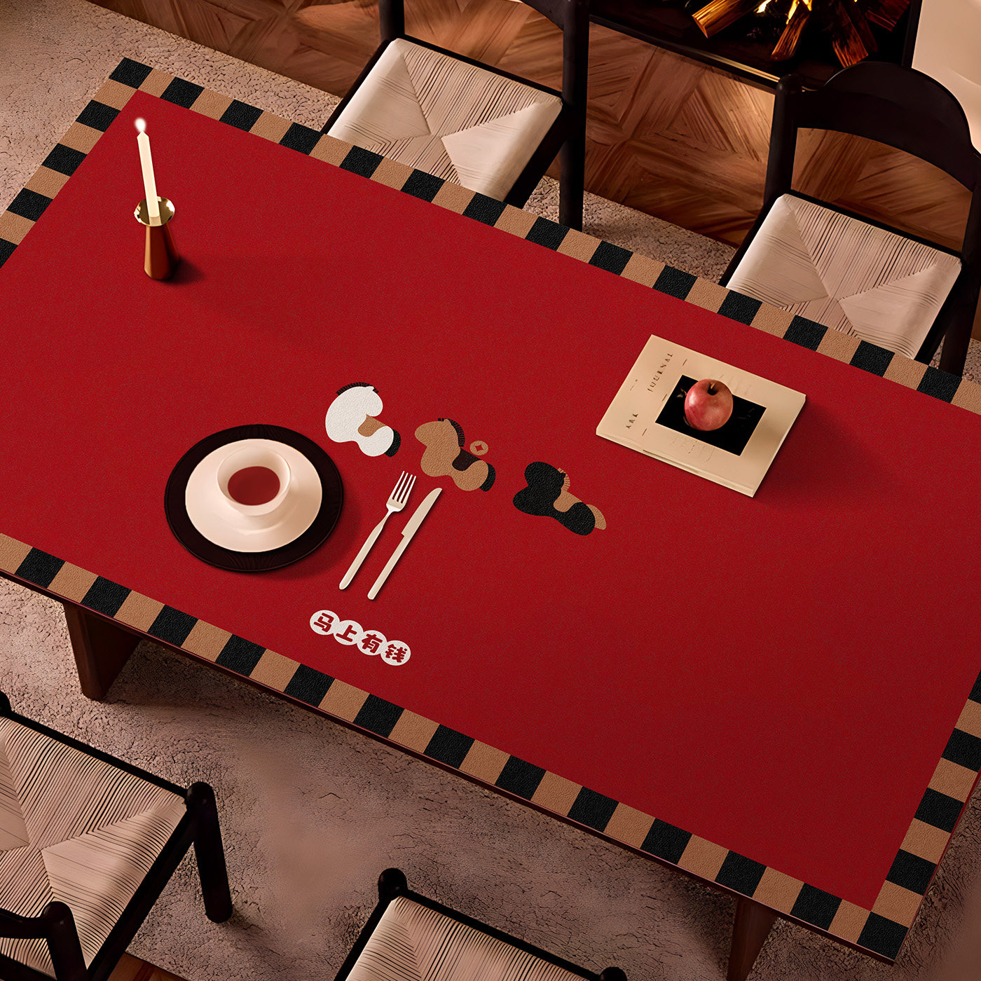 马上有钱新年皮革桌垫防水防油免洗客厅茶几垫餐桌垫pvc可裁剪,居家布艺,桌布,淘宝优惠券,粉丝福利购,淘宝优惠卷