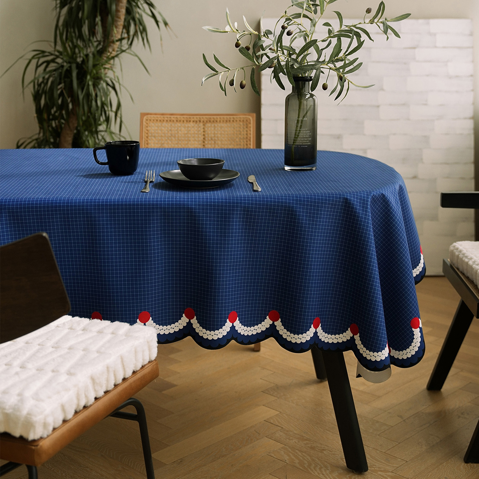 蒙德里安格纹餐桌布轻奢高级感免洗防油防水桌面保护垫装饰家用