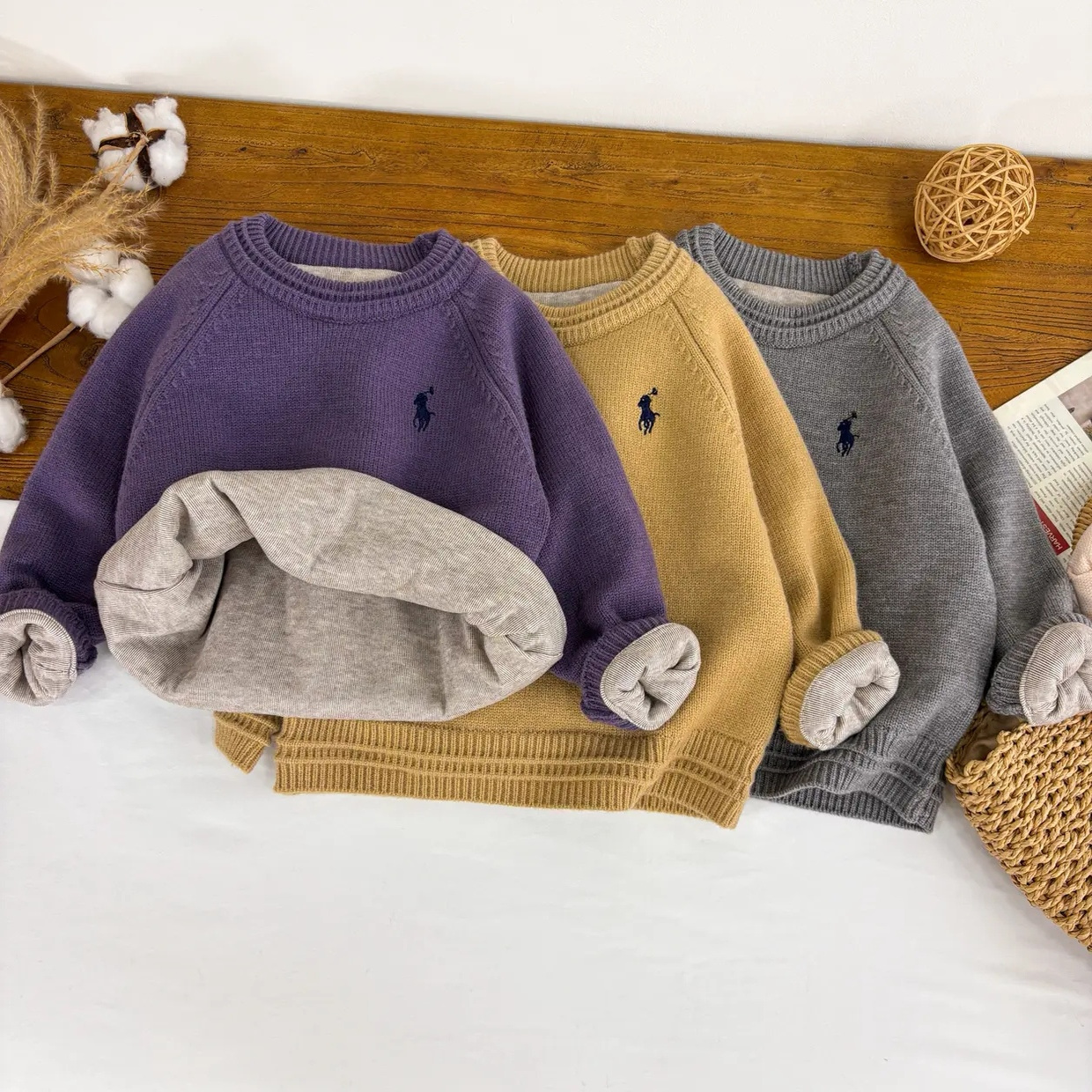 男童加绒加厚德绒针织毛衣2025新款男宝宝冬季打底衫上衣韩版外套