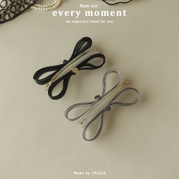 韩国代购双面蝴蝶结甜美欧根纱香蕉夹女夏发夹高级感竖夹高马尾夹