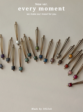 韩国新款黑色方形亚克力豆豆一字夹复古做旧刘海夹侧边夹女款发夹