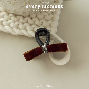 韩国代购高颅顶刘海小抓夹丝绒蝴蝶结半扎发夹迷你水钻刘海鲨鱼夹