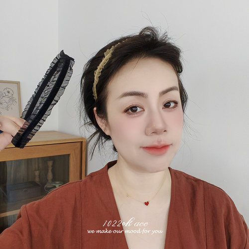 韩国复古欧根纱丝绒百搭发箍
