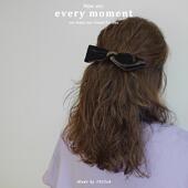 韩国代购 黑色丝绒半扎发夹女后脑勺蝴蝶结弹簧夹侧边夹马尾夹发饰